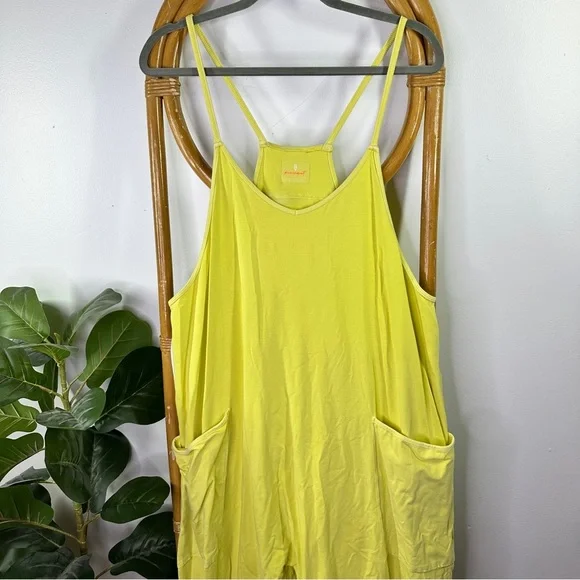 Free People Movement Hot Shot Jumpsuit In Neon Yellow Sz L